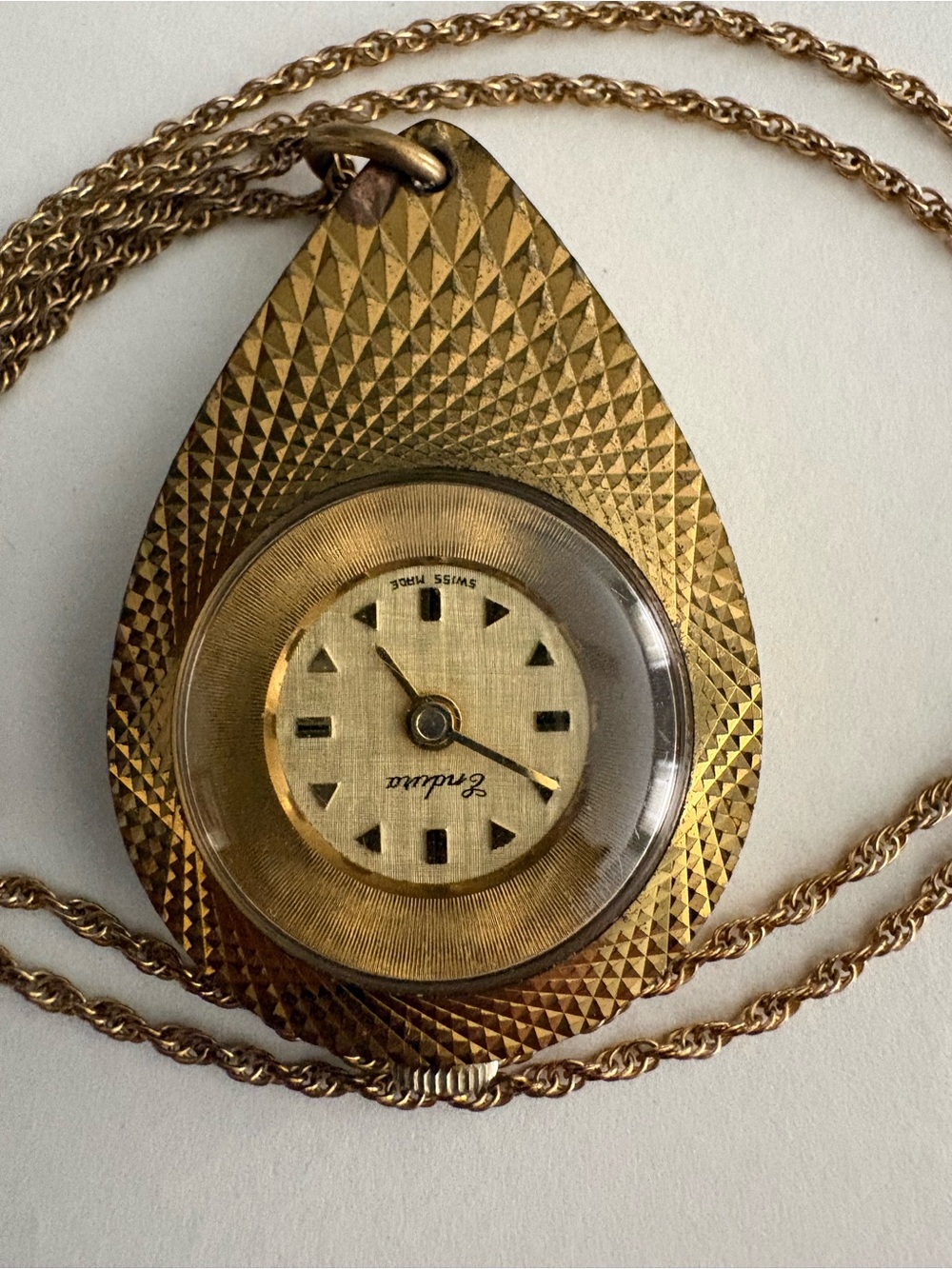 Endira Gold Teardrop Pendant Watch - Swiss Made Mid Century